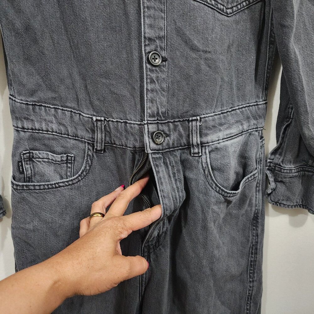 DL1961 Ines Utility Jumpsuit Washed Black Denim Cotton Tencel Womens Size M - Picture 8 of 16